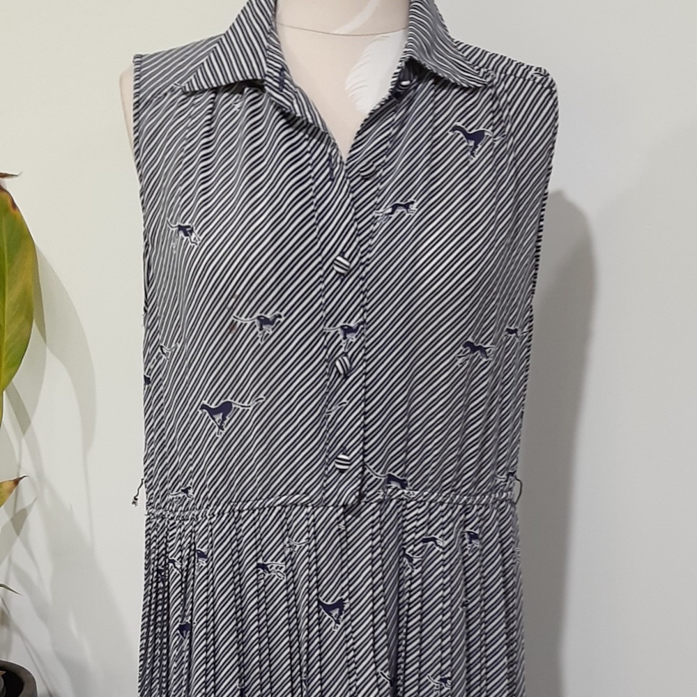 Vintage Blue and White Fit and Flare Dress | Size 12/14 - Picture 10 of 11